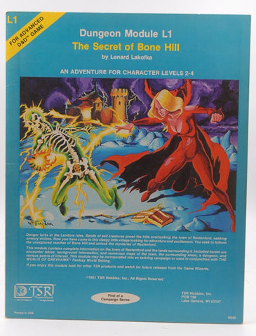 The Secret Of Bone Hill (Dungeon Module L1 for Advanced D&D Game), by Lakofka, Lenard  