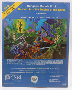 AD&D D1-2 Descent into the Depths of the Earth G+, by Gary Gygax  