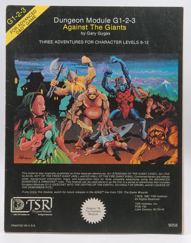 G1-2-3 AD&D Against the Giants TSR VG, by Gary Gygax  