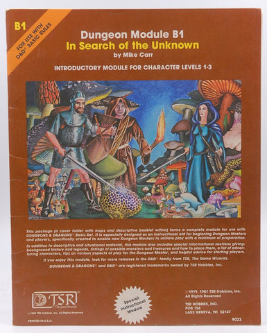 In Search of the Unknown (Dungeons & Dragons Module B1) (Dungeon module), by Mike Carr  